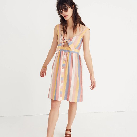 Madewell Dresses & Skirts - Madewell Tie-Front Cutout Dress in Sherbet Stripe
